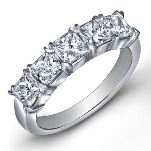 Huitan Jewelry - 925 Silver Princess Cut White Sapphire Women Ring